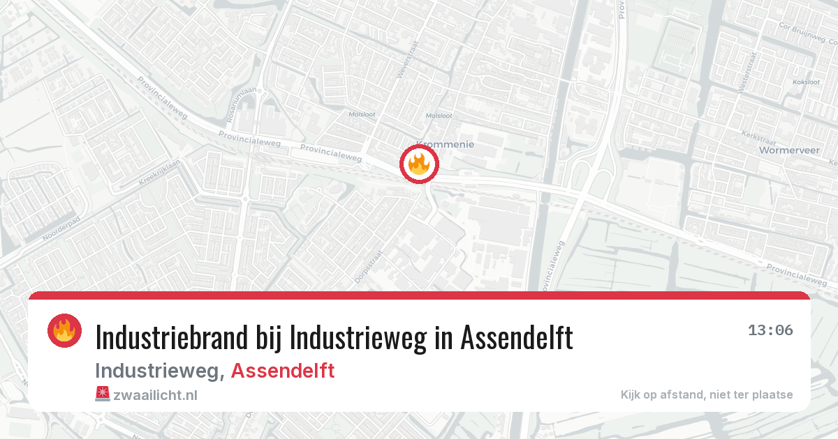 Industriebrand bij Industrieweg in Assendelft — 16 mrt 2026