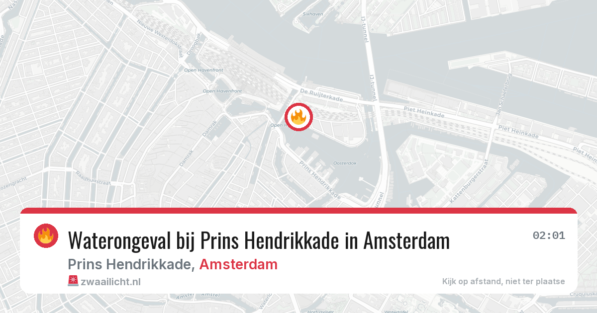 Waterongeval bij Prins Hendrikkade in Amsterdam — 13 aug 2026
