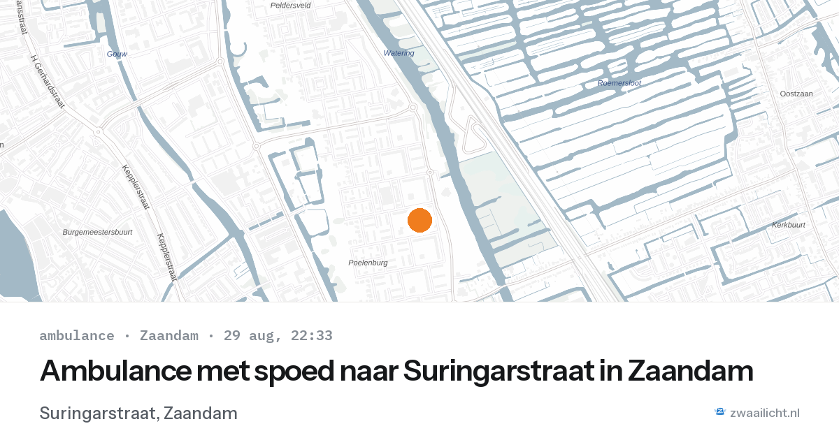 Ambulance met spoed naar Suringarstraat in Zaandam — 29 aug 2026