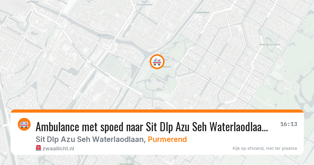 Ambulance met spoed naar Sit Dlp Azu Seh Waterlaodlaan in Purmerend — 20 jun 2026