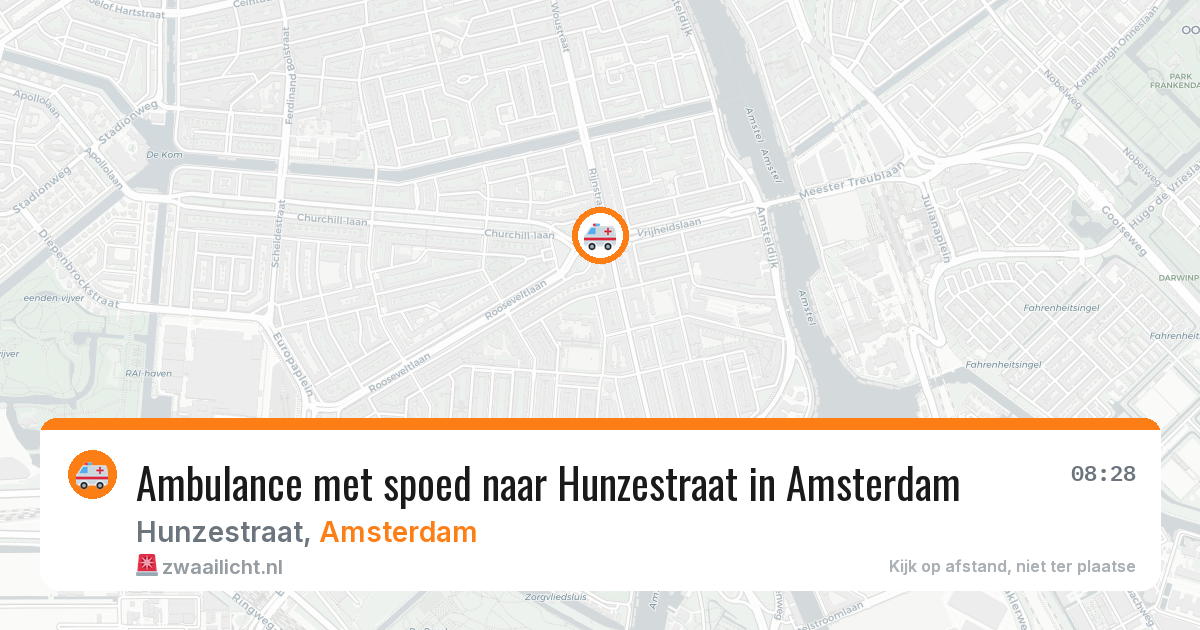 Ambulance met spoed naar Hunzestraat in Amsterdam — 4 aug 2026
