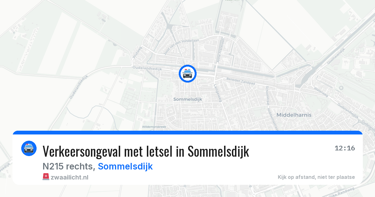 Verkeersongeval met letsel in Sommelsdijk — 16 apr 2026
