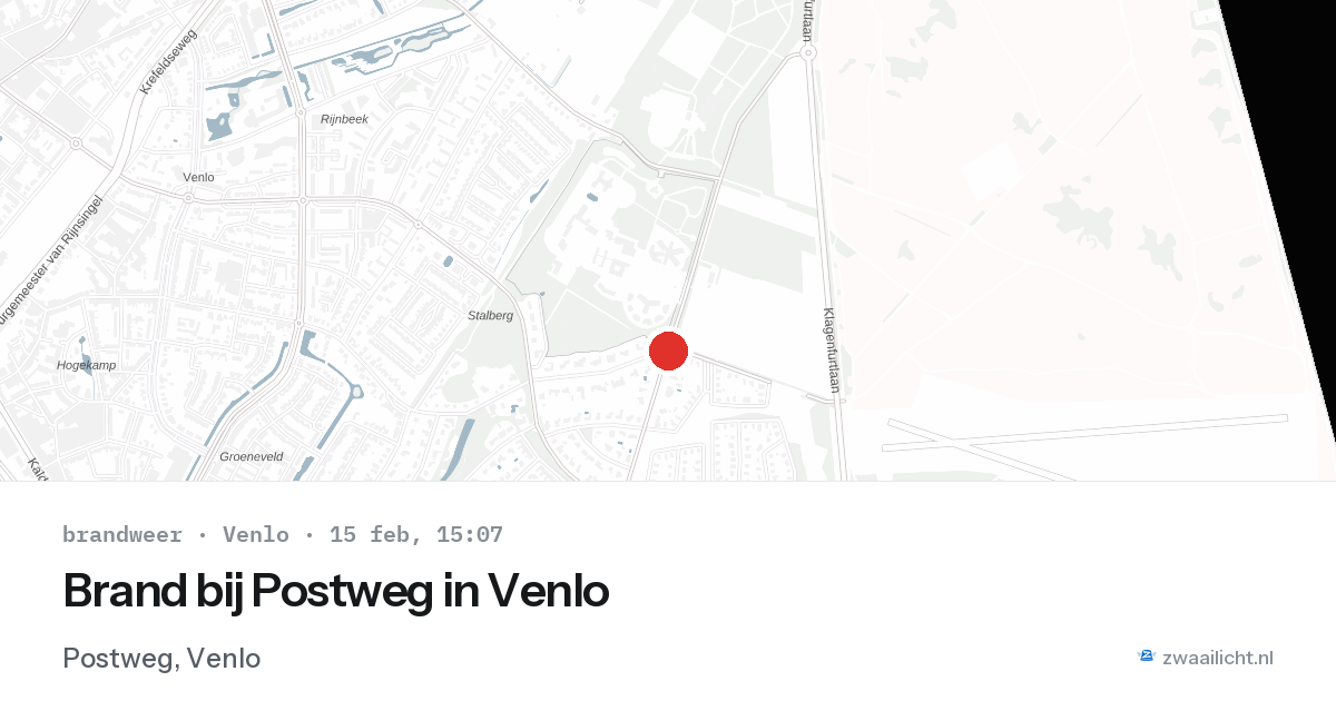 Brand bij Postweg in Venlo — 15 feb 2026