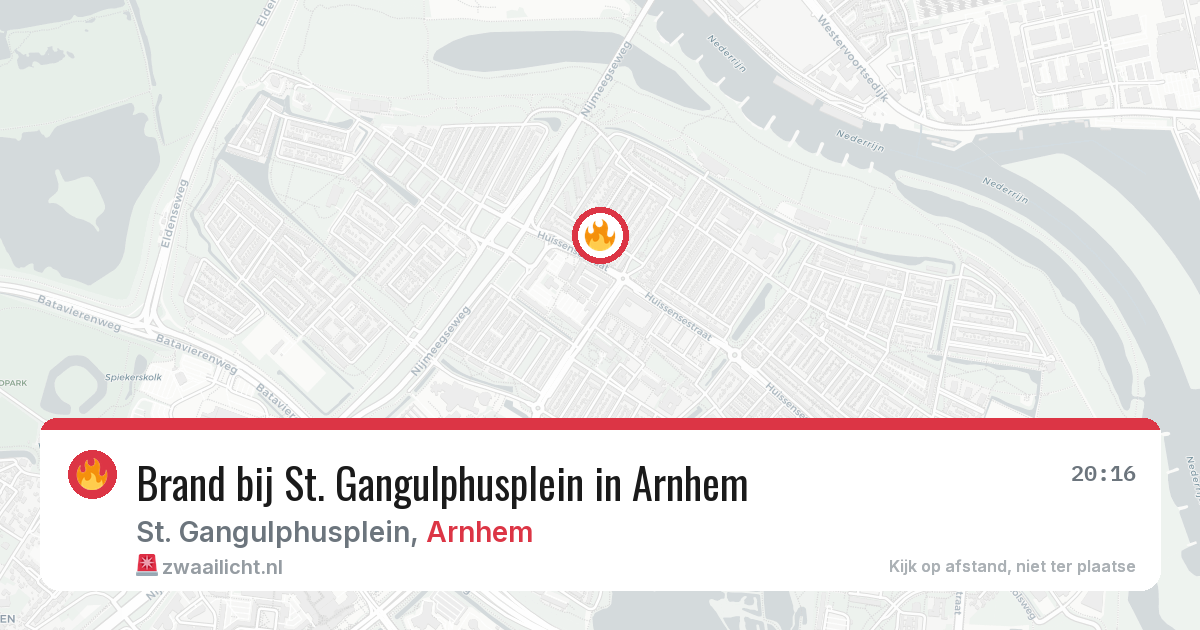 Brand bij St. Gangulphusplein in Arnhem — 9 aug 2026