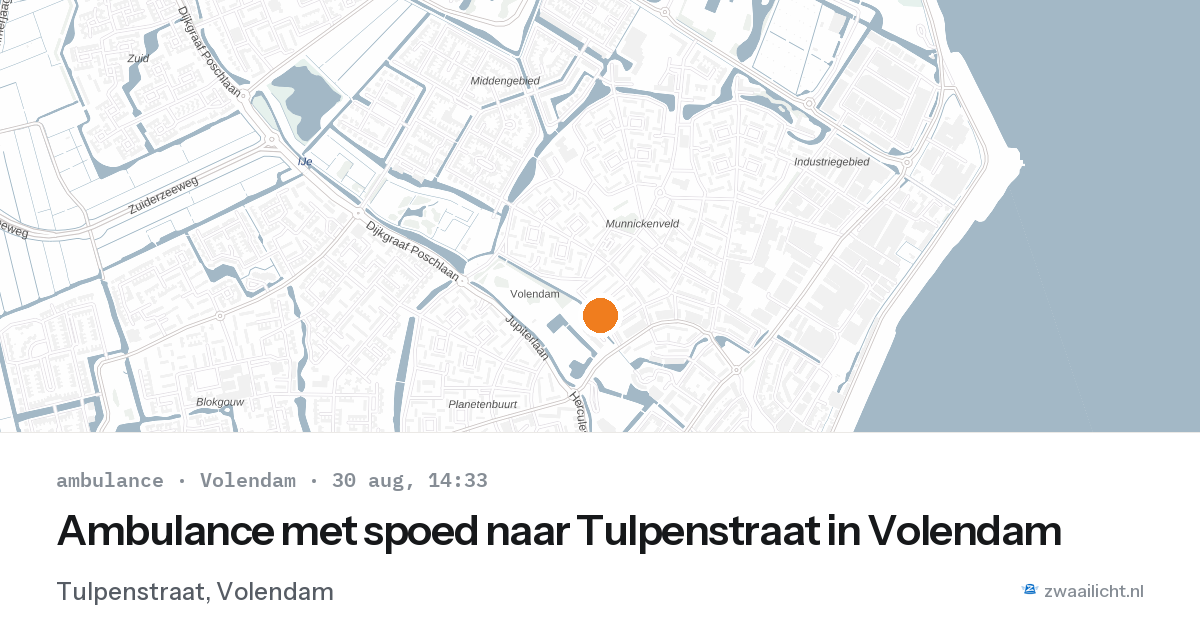 Ambulance met spoed naar Tulpenstraat in Volendam — 30 aug 2026
