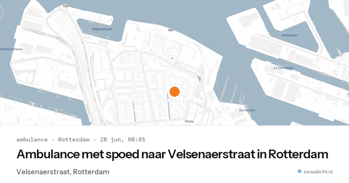 Ambulance met spoed naar Velsenaerstraat in Rotterdam — 28 jun 2026