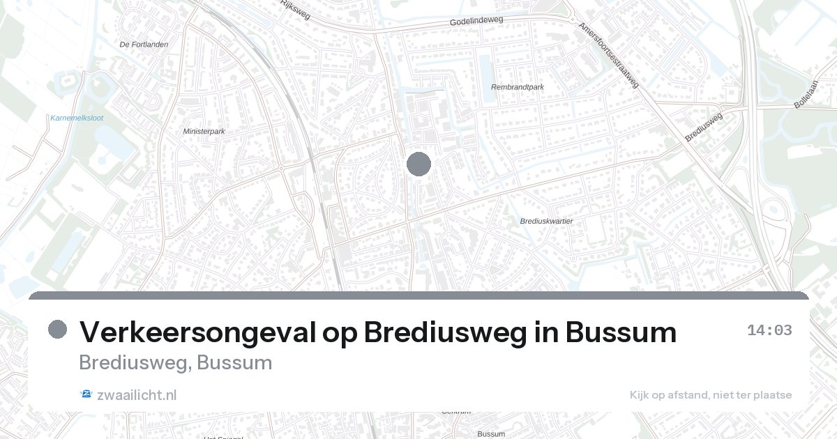 Verkeersongeval op Brediusweg in Bussum — 11 mrt 2026