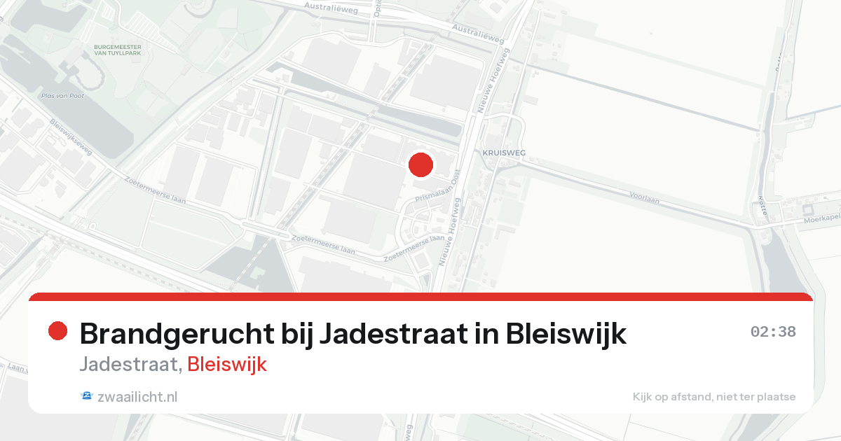 Brandgerucht bij Jadestraat in Bleiswijk — 16 aug 2026