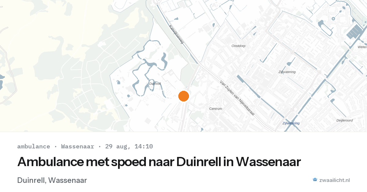 Ambulance met spoed naar Duinrell in Wassenaar — 29 aug 2026
