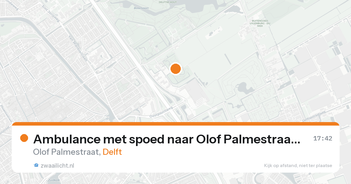Ambulance met spoed naar Olof Palmestraat in Delft — 20 aug 2026