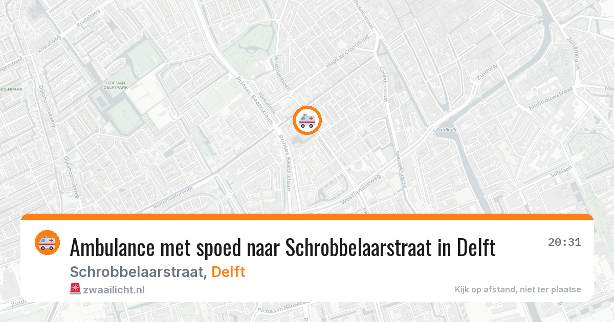 Ambulance met spoed naar Schrobbelaarstraat in Delft — 15 mrt 2026