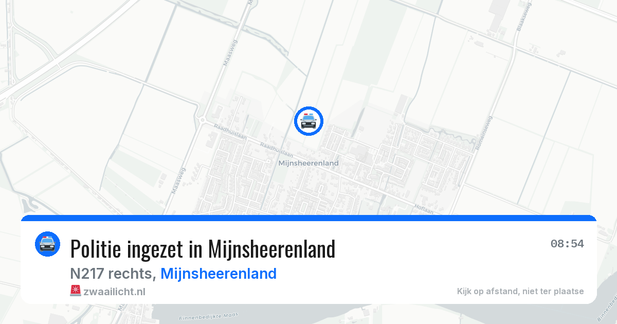 Politie ingezet in Mijnsheerenland — 3 aug 2026 | 🚨 Zwaailicht.nl