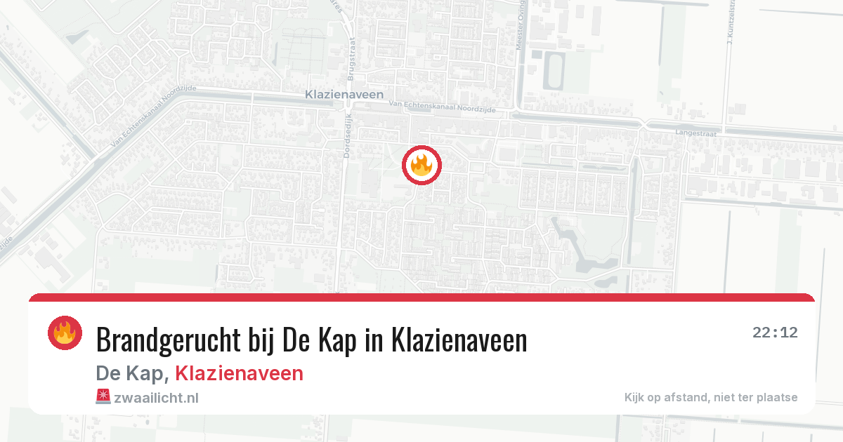 Brandgerucht bij De Kap in Klazienaveen — 27 jun 2026