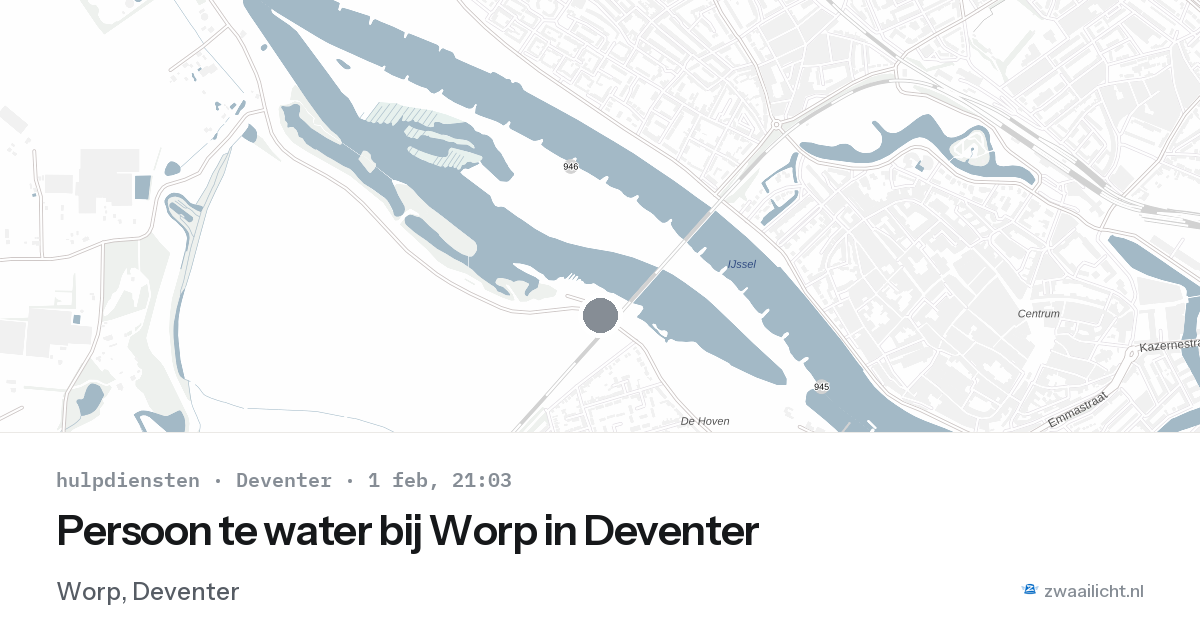Persoon te water bij Worp in Deventer — 1 feb 2026