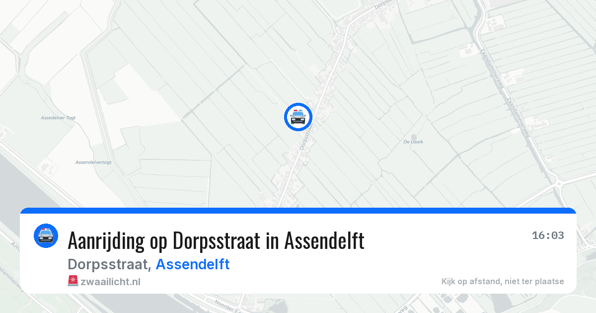Aanrijding op Dorpsstraat in Assendelft — 27 mrt 2026