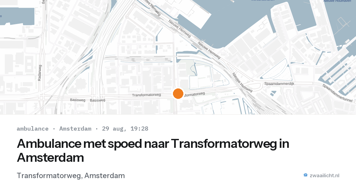 Ambulance met spoed naar Transformatorweg in Amsterdam — 29 aug 2026