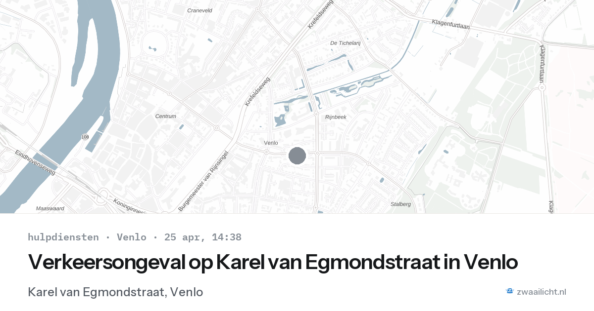 Verkeersongeval op Karel van Egmondstraat in Venlo — 25 apr 2026