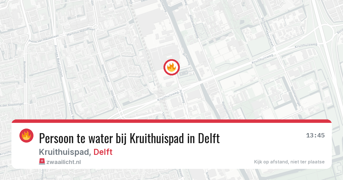 Persoon te water bij Kruithuispad in Delft — 14 aug 2026