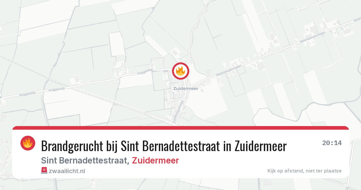 Brandgerucht bij Sint Bernadettestraat in Zuidermeer — 26 jun 2026