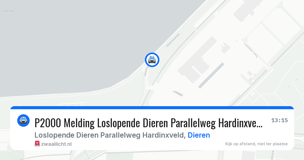 P2000 Melding Loslopende Dieren Parallelweg Hardinxveld, Dieren — 18 jun 2026