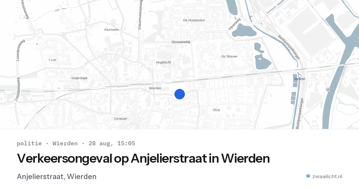 Verkeersongeval op Anjelierstraat in Wierden — 28 aug 2026