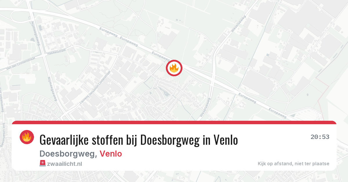 Gevaarlijke stoffen bij Doesborgweg in Venlo — 23 mrt 2026
