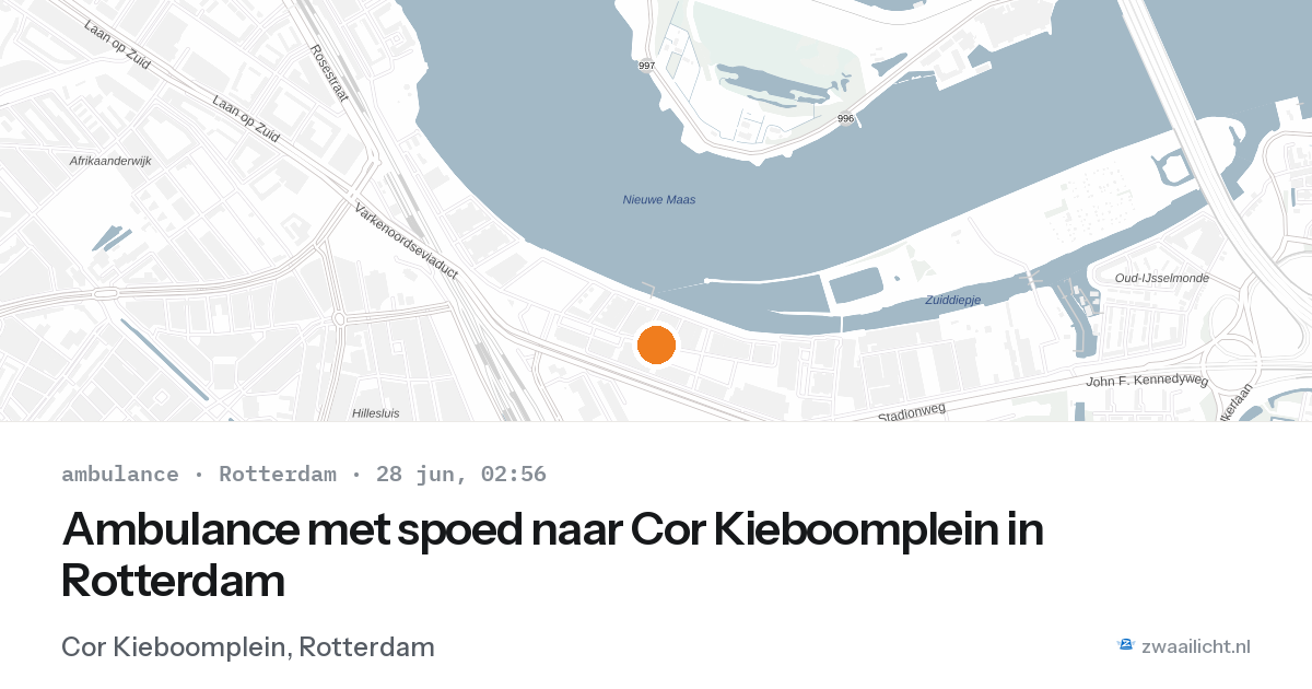 Ambulance met spoed naar Cor Kieboomplein in Rotterdam — 28 jun 2026