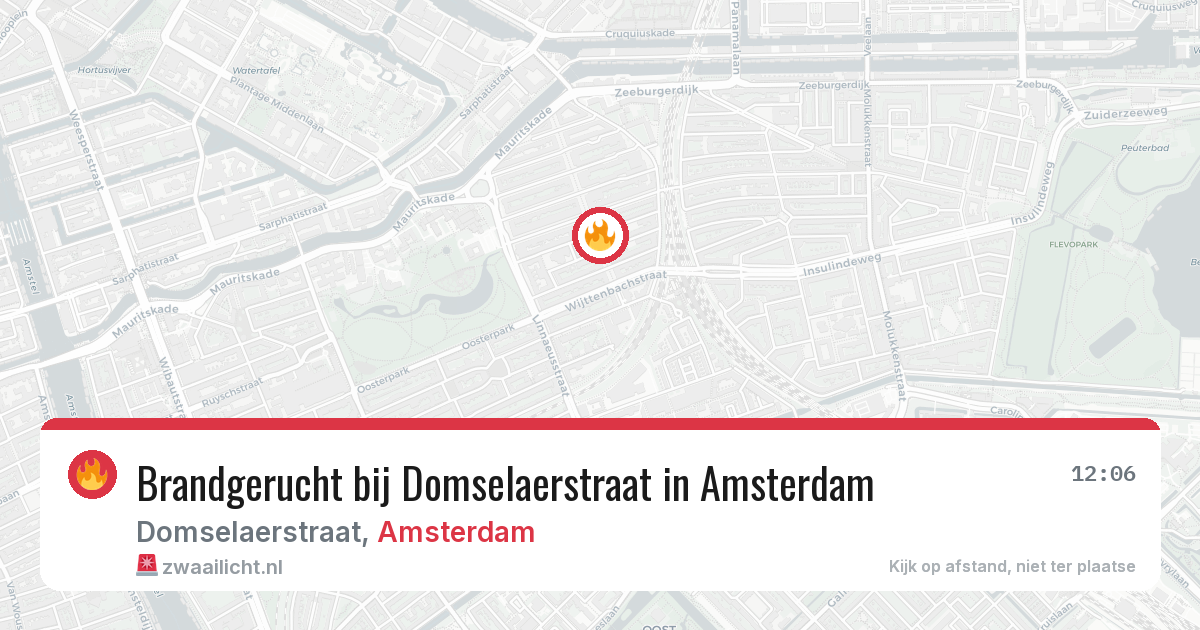 Brandgerucht bij Domselaerstraat in Amsterdam — 15 jun 2026
