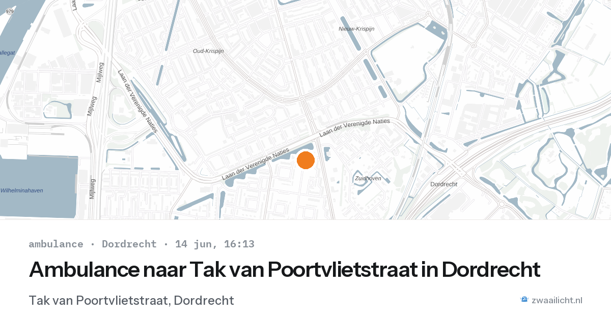 Ambulance naar Tak van Poortvlietstraat in Dordrecht — 14 jun 2026