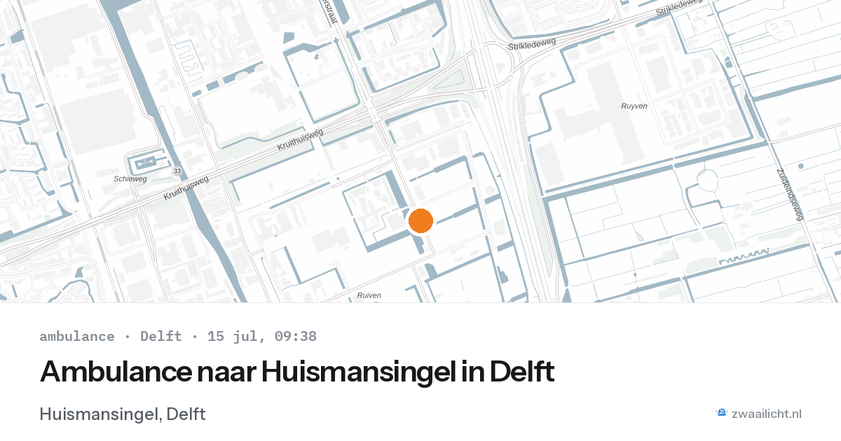 Ambulance naar Huismansingel in Delft — 15 jul 2026