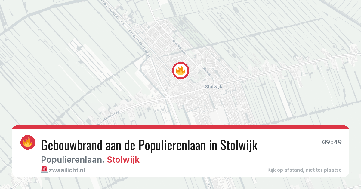 Gebouwbrand aan de Populierenlaan in Stolwijk — 18 apr 2026