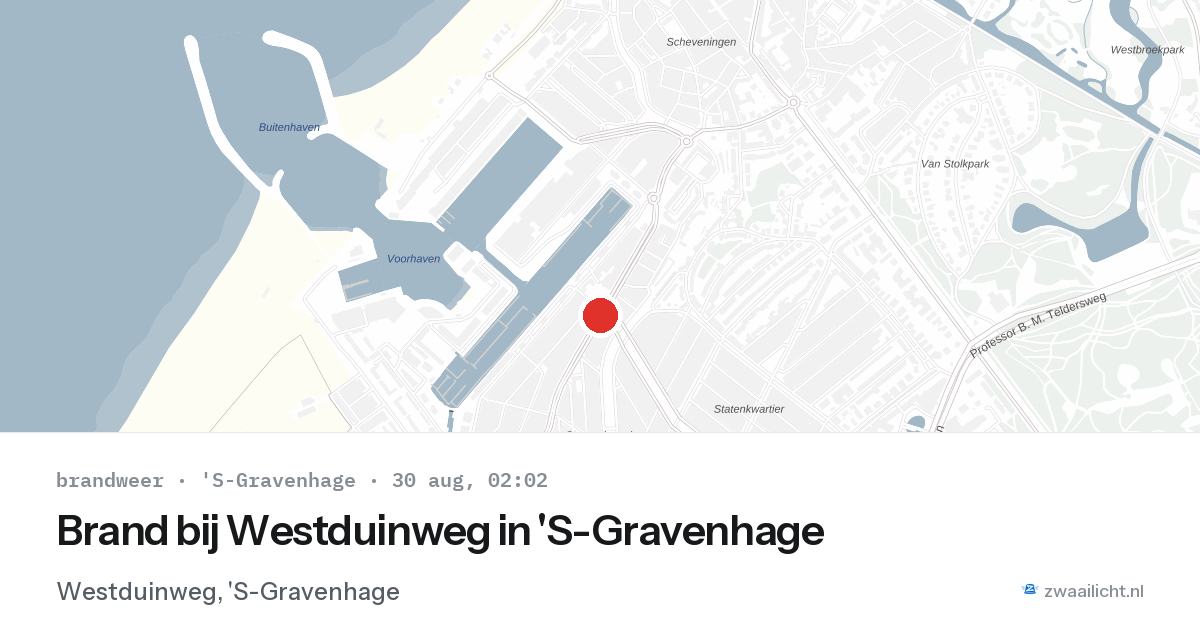 Brand bij Westduinweg in 'S-Gravenhage — 30 aug 2026