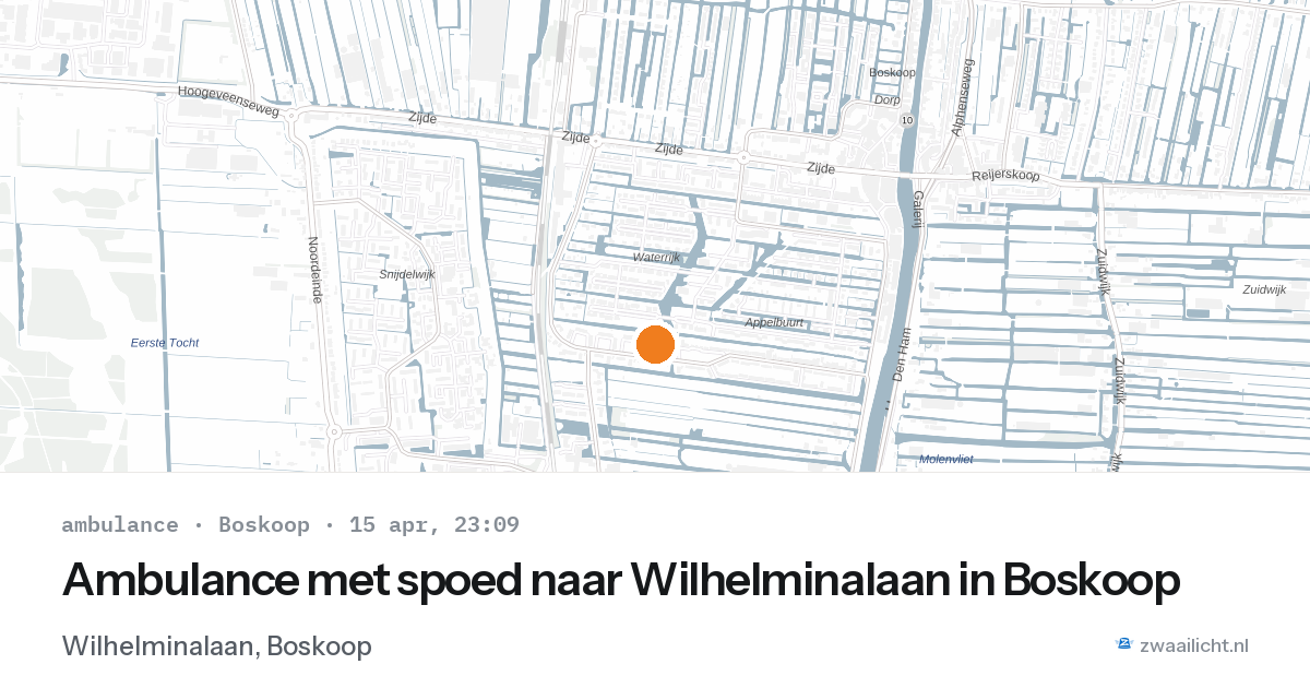 Ambulance met spoed naar Wilhelminalaan in Boskoop — 15 apr 2026