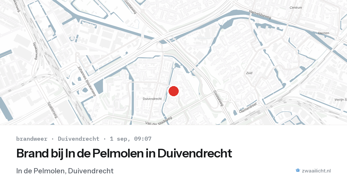 Brand bij In de Pelmolen in Duivendrecht — 1 sep 2026