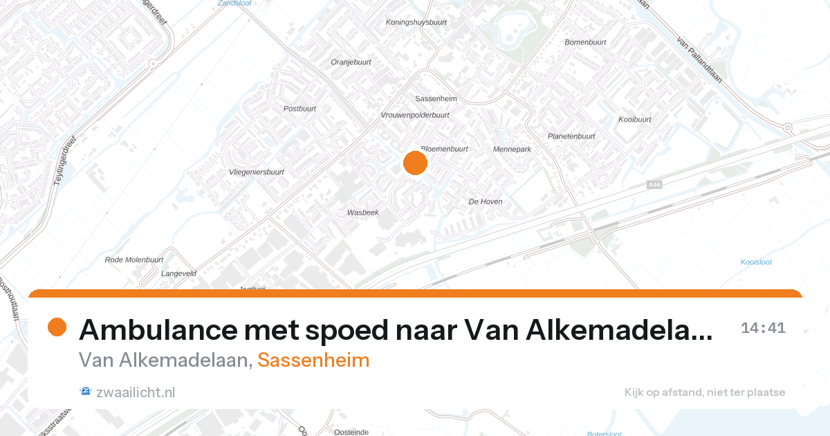 Ambulance met spoed naar Van Alkemadelaan in Sassenheim — 28 aug 2026