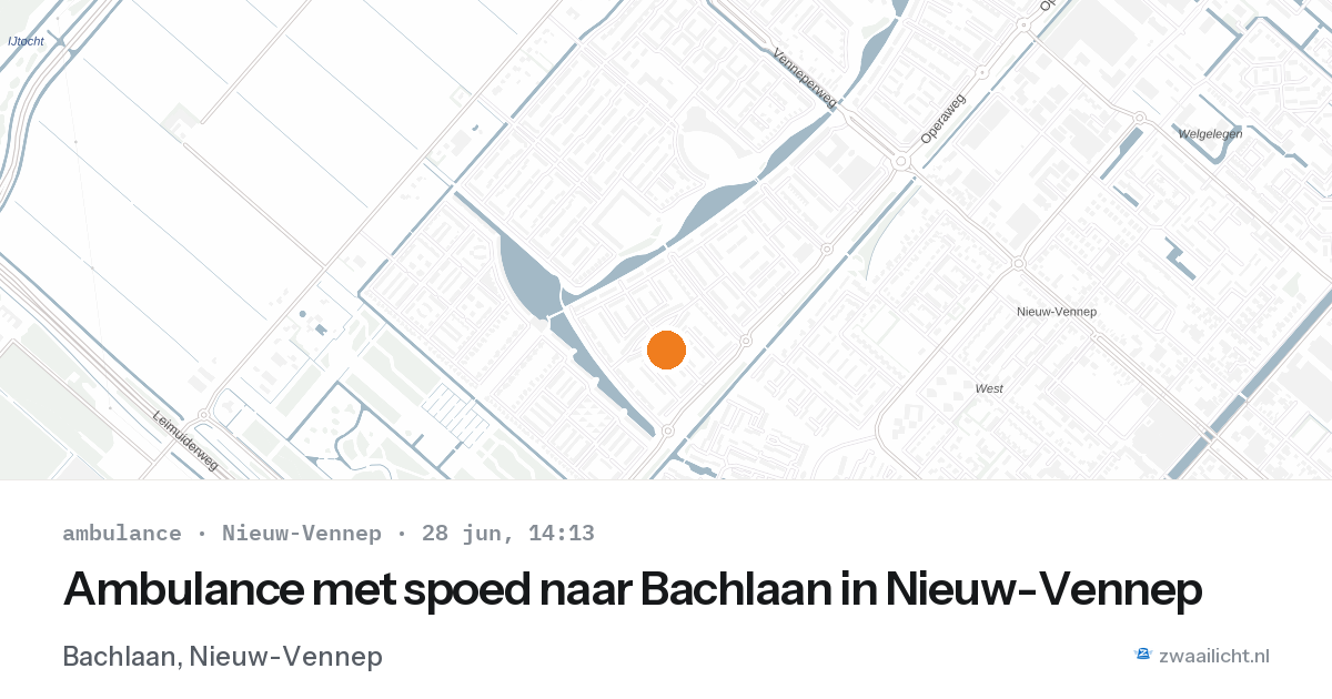 Ambulance met spoed naar Bachlaan in Nieuw-Vennep — 28 jun 2026
