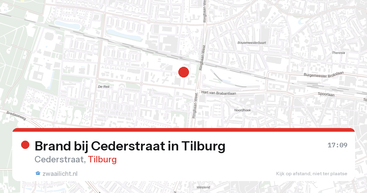 Brand bij Cederstraat in Tilburg — 26 aug 2026