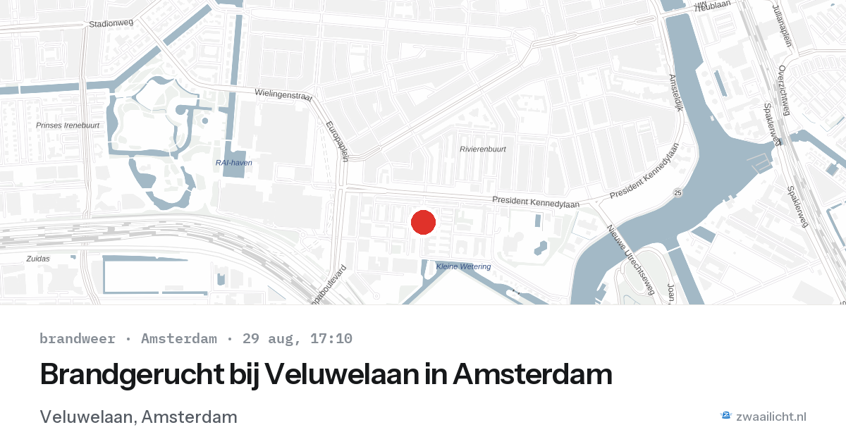 Brandgerucht bij Veluwelaan in Amsterdam — 29 aug 2026