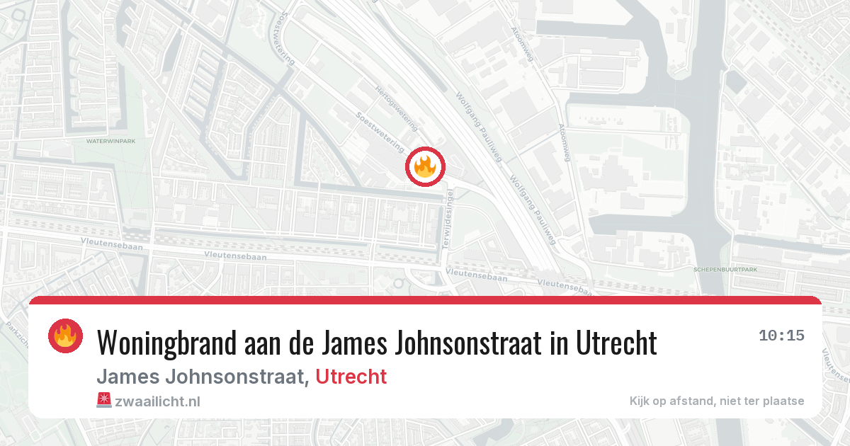 Woningbrand aan de James Johnsonstraat in Utrecht — 13 aug 2026