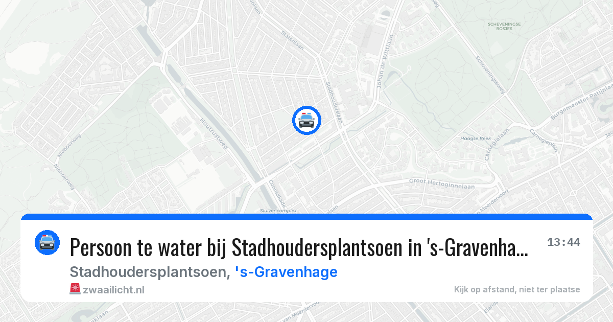Persoon te water bij Stadhoudersplantsoen in 's-Gravenhage — 26 jun 2026