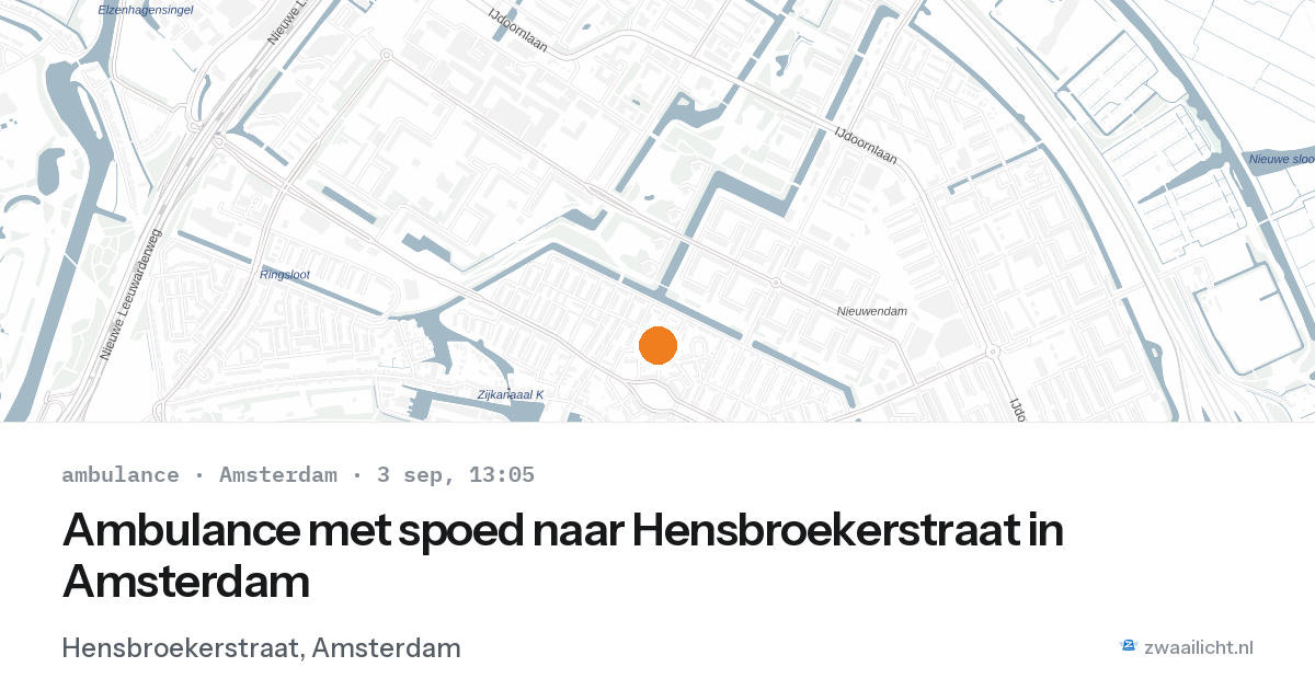 Ambulance met spoed naar Hensbroekerstraat in Amsterdam — 3 sep 2026
