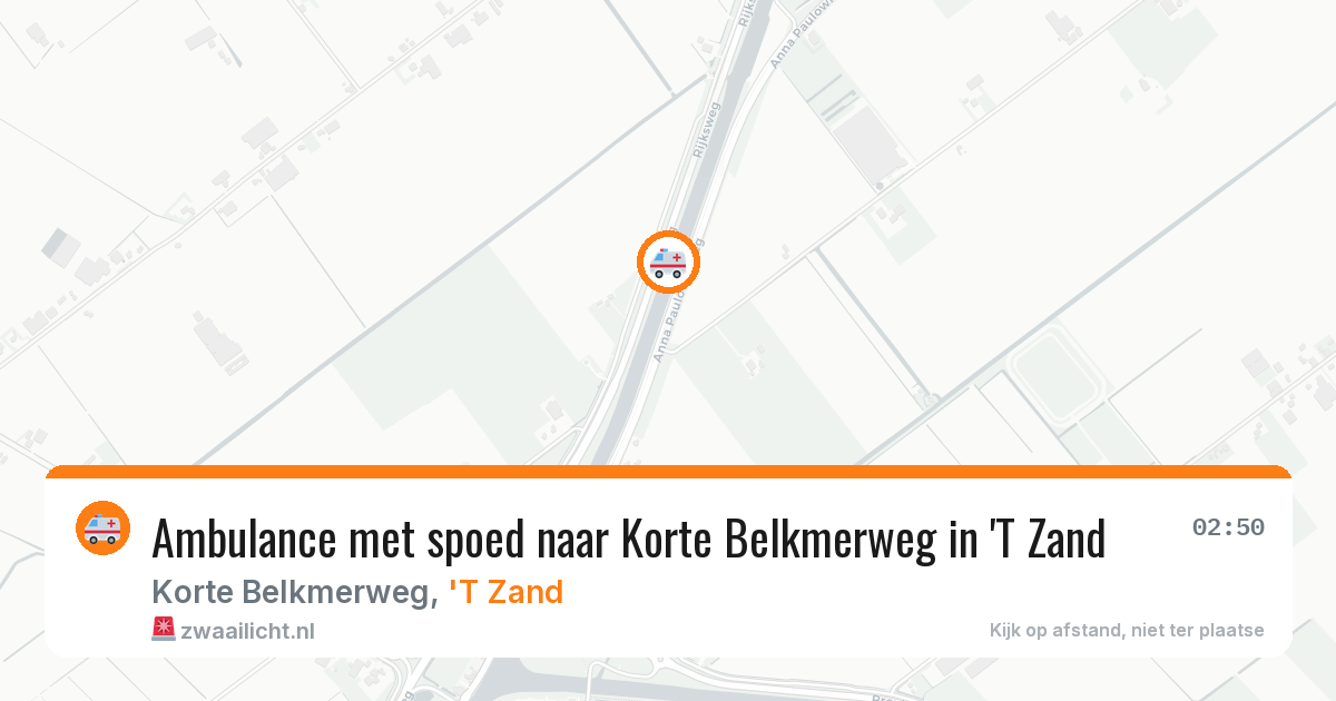 Ambulance met spoed naar Korte Belkmerweg in 'T Zand — 8 aug 2026