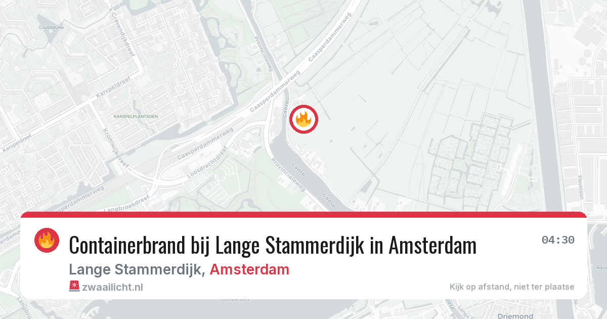 Containerbrand bij Lange Stammerdijk in Amsterdam — 9 mei 2026