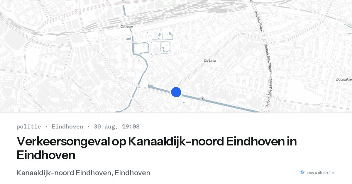 Verkeersongeval op Kanaaldijk-noord Eindhoven in Eindhoven — 30 aug 2026