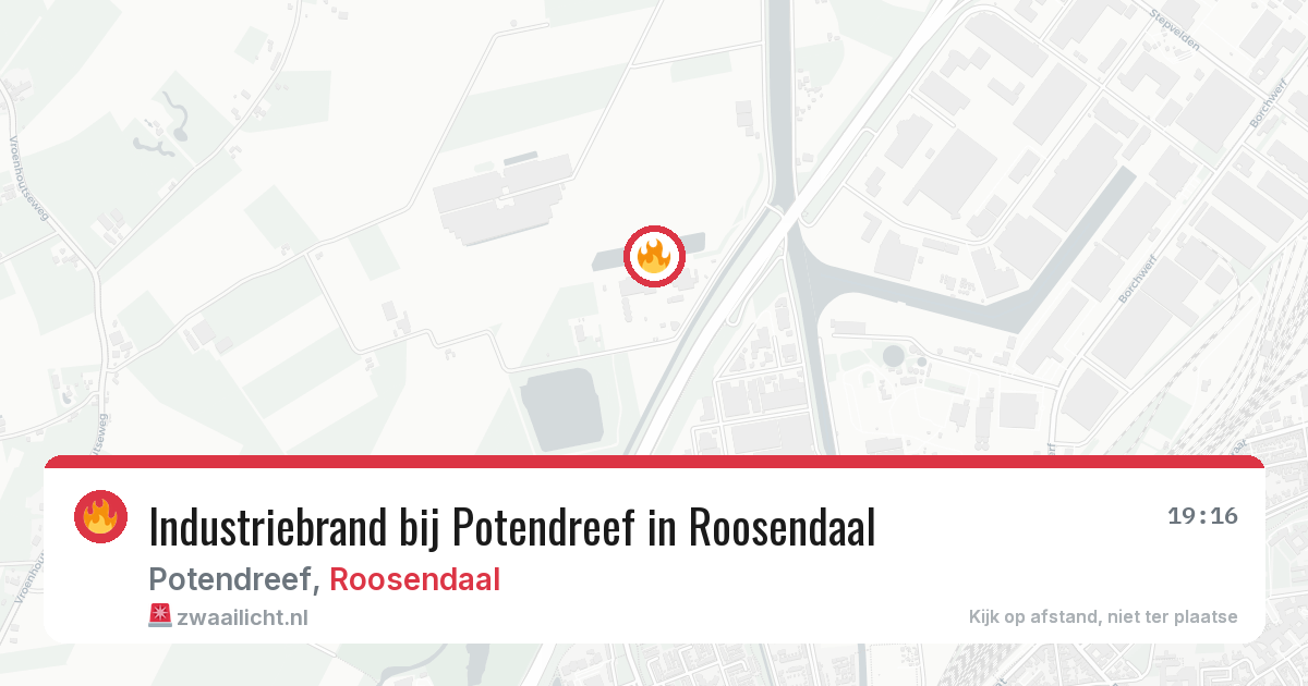 Industriebrand bij Potendreef in Roosendaal — 3 jul 2026