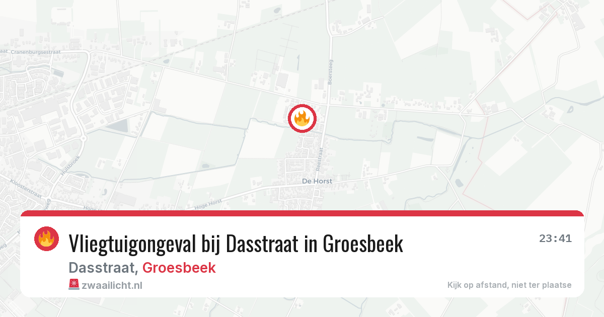Vliegtuigongeval bij Dasstraat in Groesbeek — 6 jun 2026
