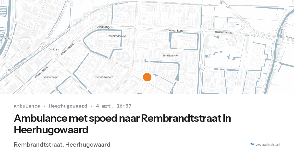 Ambulance met spoed naar Rembrandtstraat in Heerhugowaard — 4 mrt 2026
