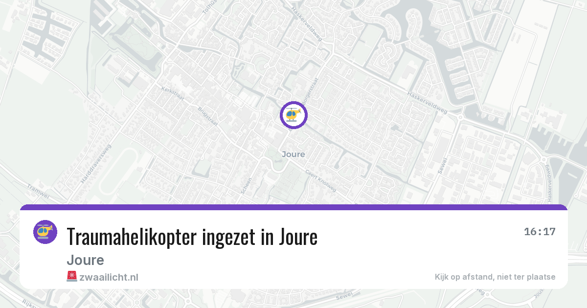 Traumahelikopter ingezet in Joure — 3 jun 2026 | 🚨 Zwaailicht.nl
