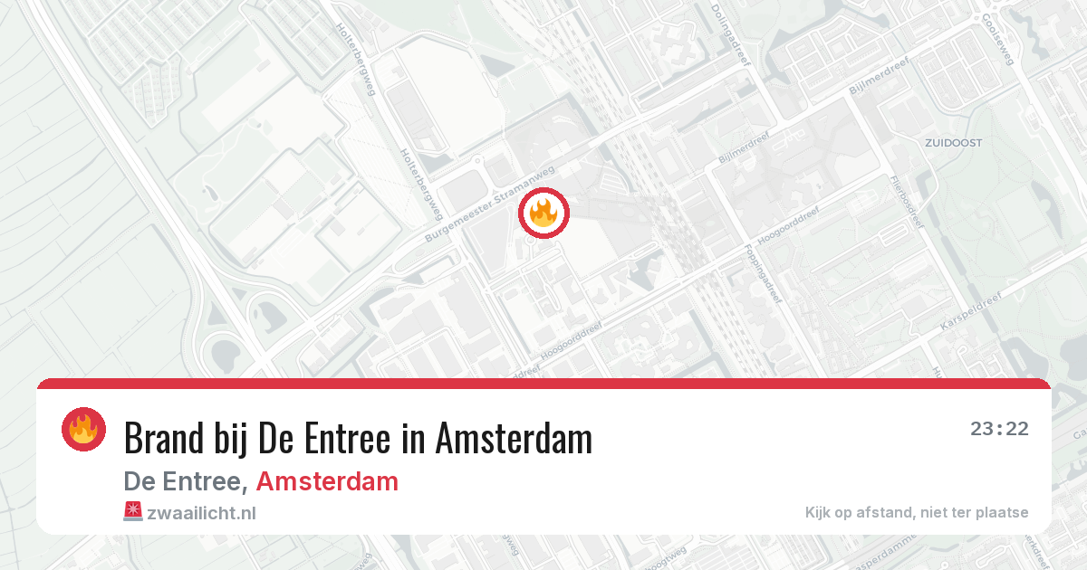 Brand bij De Entree in Amsterdam — 5 jun 2026