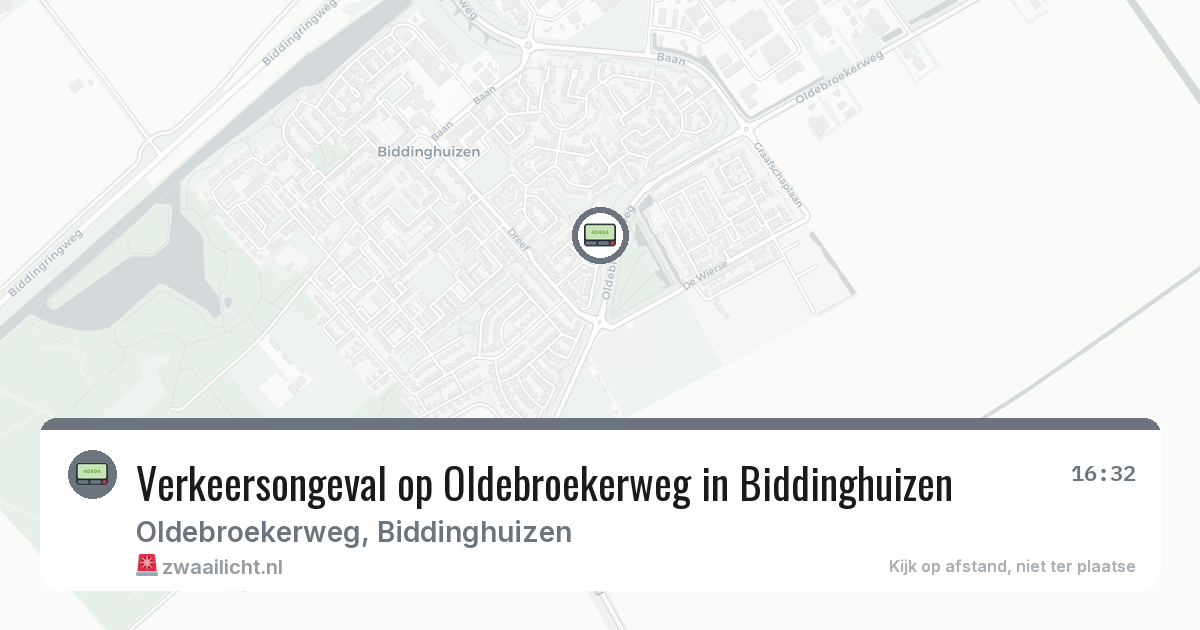 Verkeersongeval op Oldebroekerweg in Biddinghuizen — 16 feb 2026